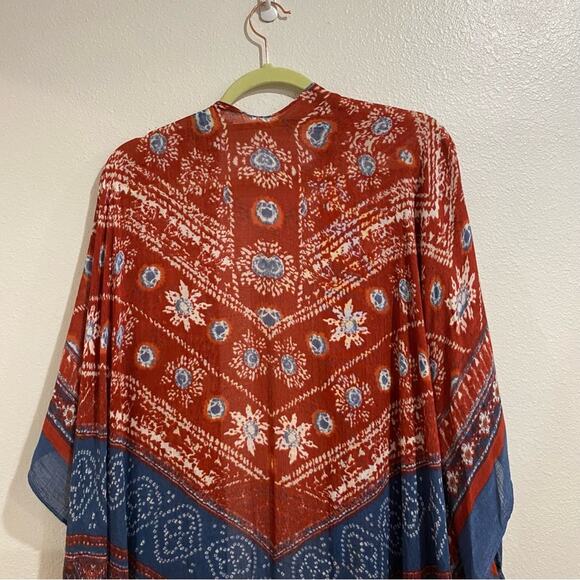 Love Stitch Red Paisley Bohemian Lightweight Mid Length Kimono Sz OS NWT - Picture 8 of 11